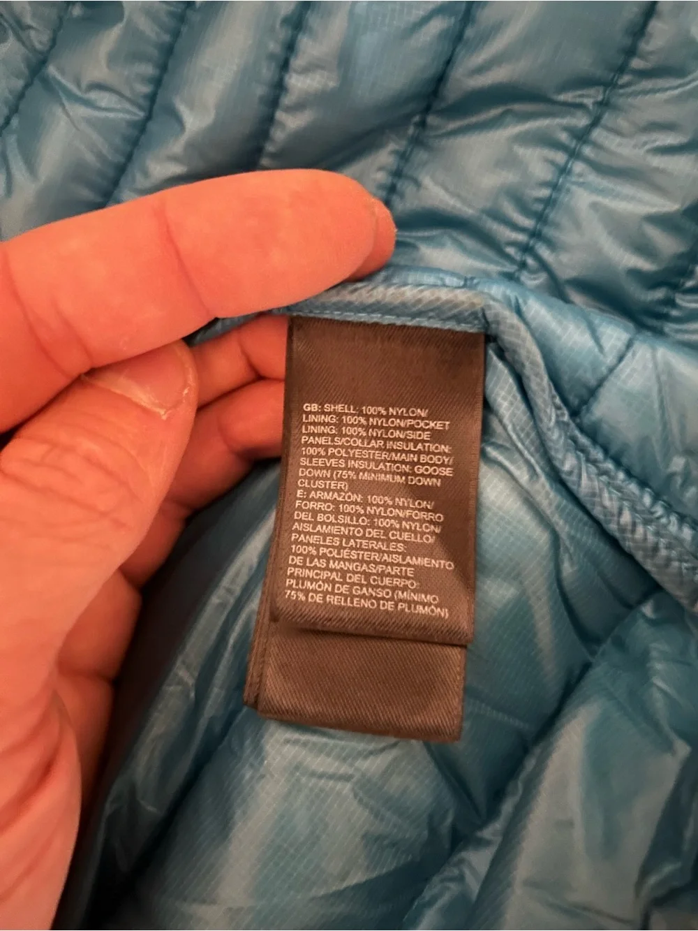 The north face blue down puffer